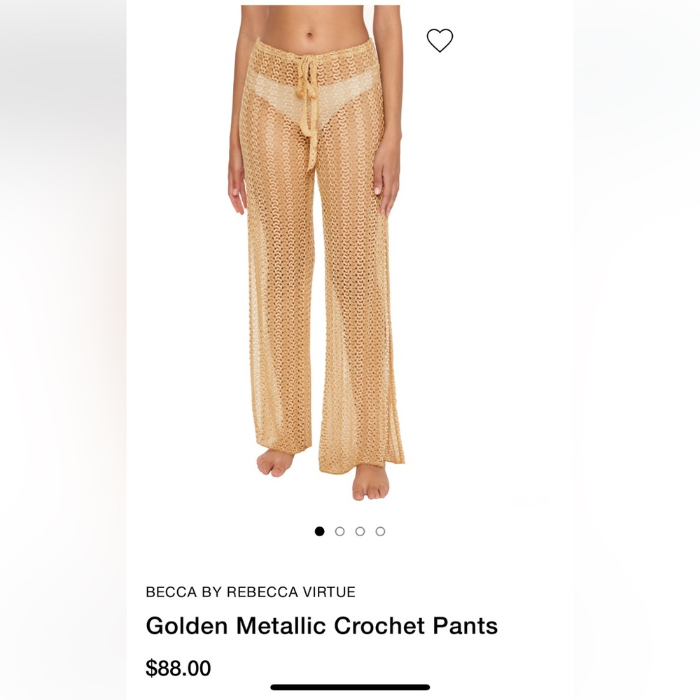 BECCA Gold Crochet Swim Coverup Pants XS